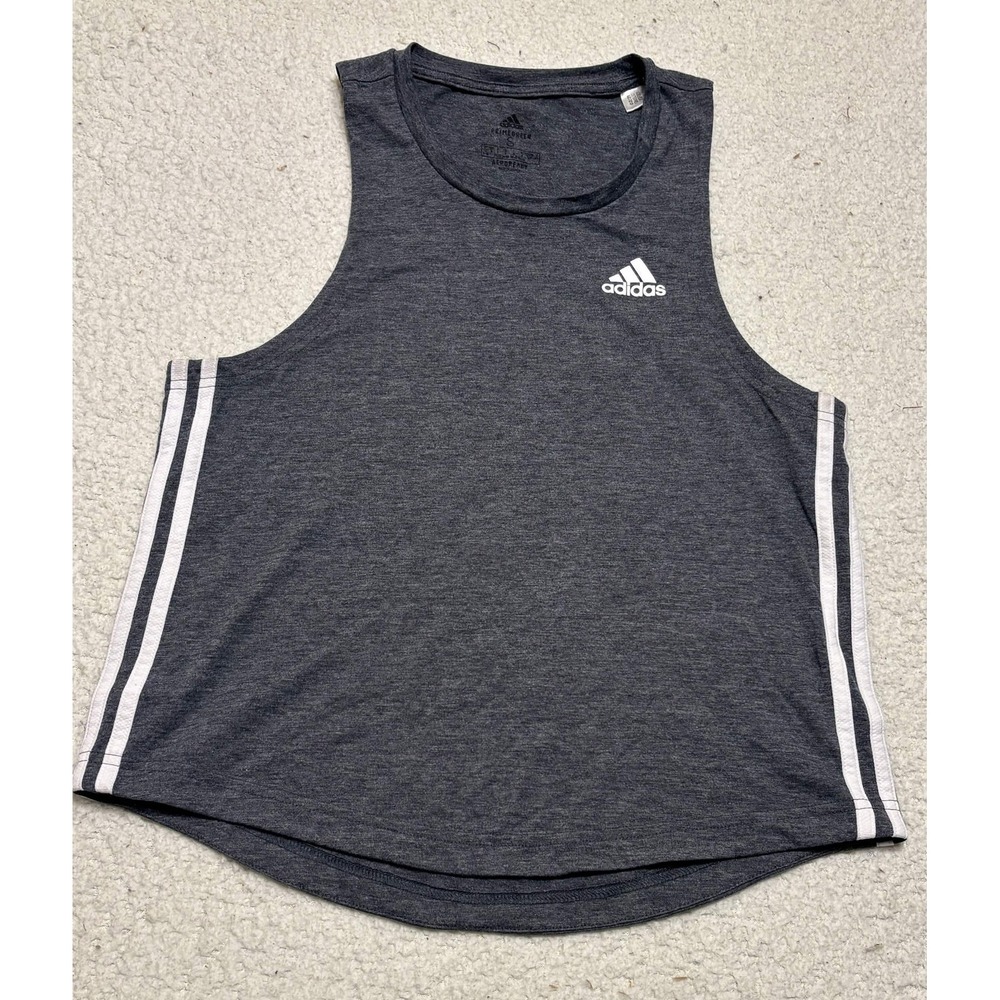 Adidas Womens Tank Top Size S Gray Racerback Primegreen Aeroready GN1537
